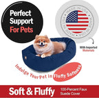Majestic Pet 24 Inch Suede Shredded Memory Foam Mix Calming Small Dog Bed Washable 24 x 19 x 7 (Inch) - Cozy Soft Round Donut Dog Bed with Spine for Head Support - Pet Bed Navy