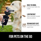 GORILLA GRIP Dog Water Bottle, Portable Water Bowl Dispenser for Dogs, 12 oz Leak Proof Pet Travel Squeeze Bottles, Food Grade Silicone, to Go Puppy Essentials, Hiking Camping Trip Accessories, Black