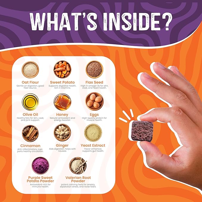 Dog Calming Chews for Dogs Natural Stress & Separation Puppy Support Sleep aid for Dogs – Valerian Root Pet Cat Calming Treats Dog Travel Anxiety Relief for Grooming car Travel no pheromones