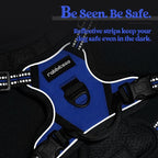 rabbitgoo Dog Harness No Pull with 2 Leash Clips, Adjustable Soft Padded, Reflective Oxford No Choke Pet Vest with Easy Control Handle for Puppy, Dazzling Blue,XS