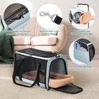 Petsfit Pet Carrier for Large and Medium Cats, Large Capacity Lightweight Soft-Sided Pet Carrier for Travel, with Adjustable Shoulder Strap, Locking Zipper Head and Washable Fleece Pad,Green