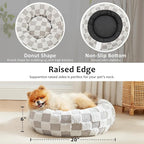Love's cabin Round Donut Cat and Dog Cushion Bed, 20in Pet Bed for Cats or Small Dogs, Anti-Slip & Water-Resistant Bottom, Super Soft Durable Fabric Pet beds, Washable Luxury Cat & Dog Bed Grey Plaid