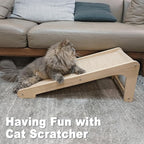 Meeyoview Sisal Cat Scratcher Ramp, 27'' L Shape Scratching Post, Vertical Cat Scratcher for Indoor Cats, Solid Wooden Scratch Pad, Furniture Protector with Catnip