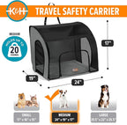 K&H Pet Products Enclosed Dog Car Seat, Travel Safety Carrier for Pets, Dog Travel Car Seat, Soft-Sided Covered Cat Carrier, Washable Pad, Multiple Entrances, Mesh Windows - Medium 24 X 19 X 17in