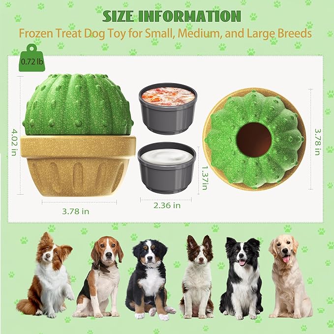 Interactive Dog Toys, Frozen Treat Dispensing for Aggressive Chewers, Indestructible Nylon Chew Toy, Slow Puzzle Feeder for Healthy Eating, for Small Medium Large Breed to Keep Them Busy, Green