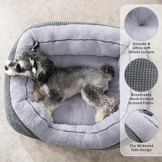 INVENHO Dog Bed for Small Dogs - Washable, Orthopedic, Calming & Warming - Durable Pet Bed with Anti-Slip Bottom (25"x21"x8")