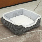 Dog Bed for Medium Size Dogs, Cute Cat Beds for Indoor Cats, Super Soft Washable Cat Bed with Anti-Slip & Water-Resistant Bottom, Luxury Durable Kitten Bed and Puppy Bed, Square Grey Animal Pet Beds