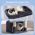 Hey-brother Cat Tree Tower, Scratching Posts with Extra Large Platform, Specious Condo, 2 Cozy Hammocks, Self-Grooming Brush for Indoor Adult Cats, Maine Coon 51.1 inches, Smoky Gray MPJ070G