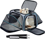 Pet Carrier Airline Approved, Expandable Foldable Soft-Sided Dog Carrier, 3 Open Doors, 2 Reflective Tapes, Pet Travel Bag Safe and Easy for Cats and Dogs