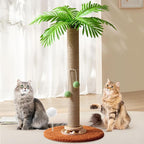 Cat Scratching Post for Space-Saving, 32'' Tall Cat Tree Post with Wooden Turntable Toy, Sisal Rope Cat Scratcher Post with 2 Interactive Ball for Indoor Cats and Kitten Climbing,Play & Rest