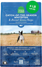 Open Farm, Ancient Grains Dry Dog Food, Protein-Rich & Nutrient Dense, 90% Animal Protein Mixed with Non-GMO Fruits, Veggies and Superfoods, Catch-of-The-Season Whitefish Recipe, 4lb Bag