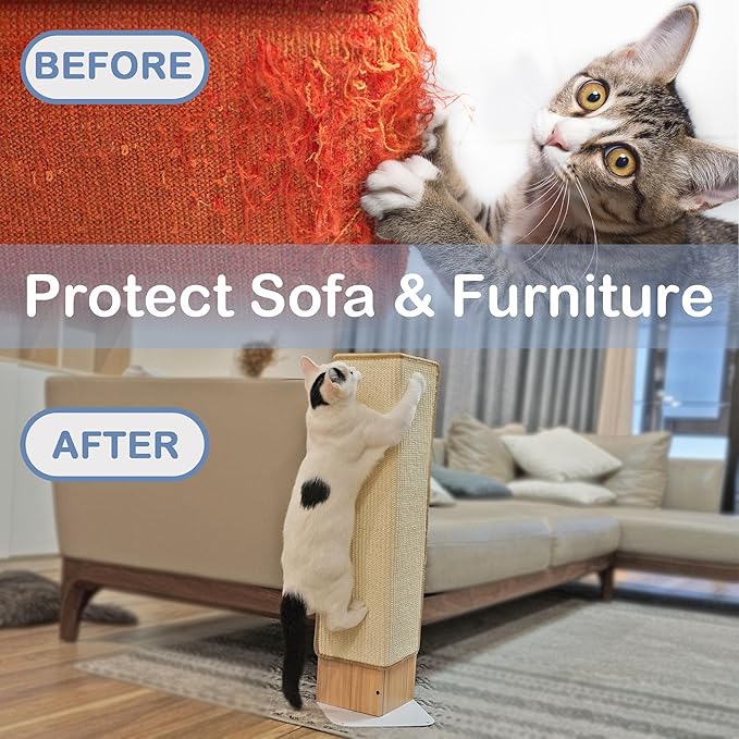 Cat Scratcher, Sisal Corner Scratching Pad, 28 Inch Cat Scratcher Natural Sisal Furniture Protector with Catnip