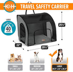K&H Pet Products Enclosed Large Dog Car Seat, Travel Safety Carrier, Dog Travel Car Seat, Soft-Sided Covered Pet Carrier, Washable Pad, Multiple Entrances, Mesh Windows - Large 29.5 X 22 X 25.5in