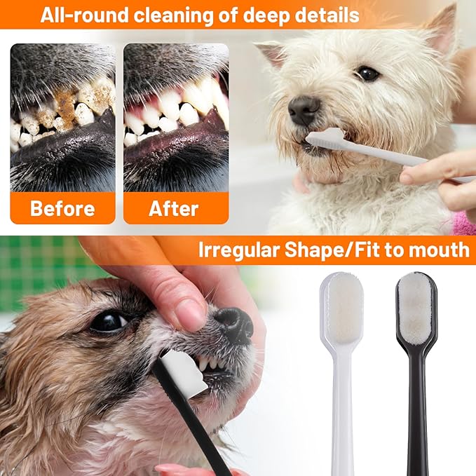 4 Pack Super Soft Dog Toothbrush for Small to Large Dogs Tooth Brushing Designed for Cat Dog Teeth Cleaning & Protecting Pet Dental Convenient Care Puppy Tooth Brush Kit