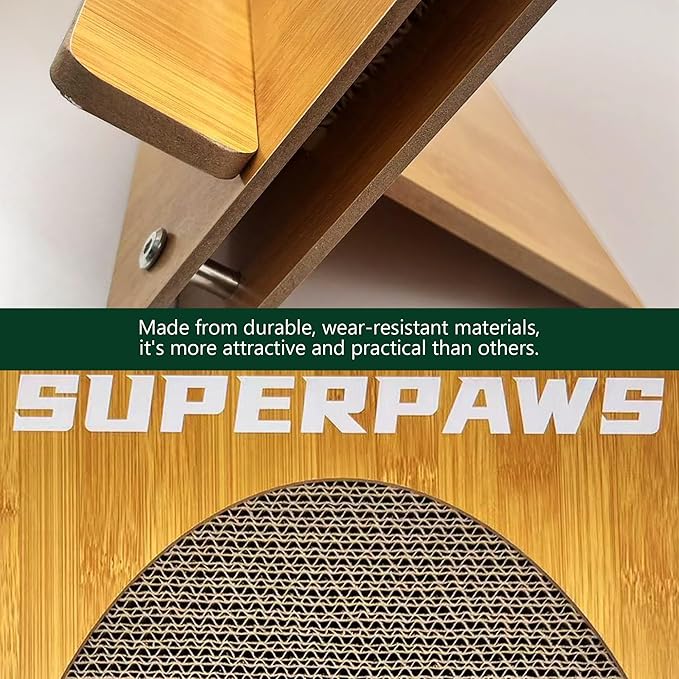 Cat Scratching Board, Easel-Shaped Corrugate Cat Scratcher for Indoor Cats, Cat Scratch Pad with Premium Scratch Textures Design, Cardboard Cat Scratcher with Double-Sided Usability (Oval)