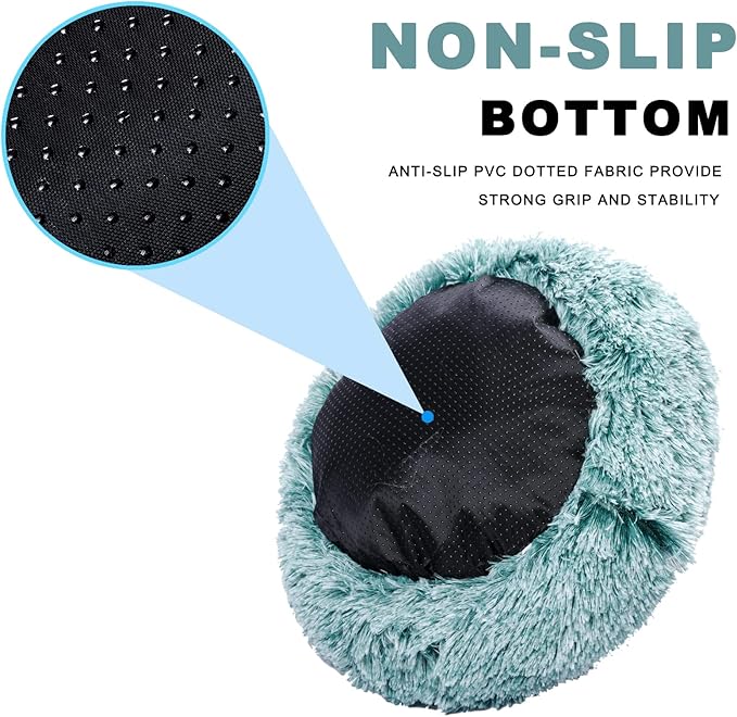 Cat Bed Round Hooded Plush Fluffy Cat Bed Cat Cave Bed for Indoor Cats & Dogs Burrow Cat Donut Small Dog Bed Calming Pet Beds Fuzzy Coverd Cat Nest Puppy Bed Tent Machine Washable
