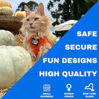 Travel Cat Harness and Leash Set - Adjustable Fit Mesh Cat Harness and Reflective Strap - Comfort Walking Vest for Kitten for Outdoor Walking, Hiking (Medium, Orange)