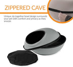 K&H Pet Products Unheated Kitty Mod Dream Pod Cat Bed for Large Cats, Indoor Cat Cave, Cat Mat Hideaway for Small or Large Cats and Kittens, Unheated Gray/Black 22 Inches
