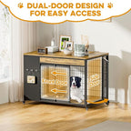 38" Dog Crate Furniture - Dog Crate with DIY Frame, Sliding Door Indoor Kennel, Wooden Dog Cage End Table, for Medium/Large Breed, Rustic Brown Size L