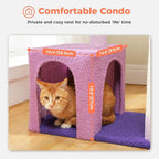 Cat Tree for Indoor Cats with Metal Frame Carpet Hammock, 32" Cute Cat Tower with Cozy Condo, Top Perch, Scratching Posts, and Replaceable Ball Toy, Pet Furniture for Small Cats & Kittens, Purple