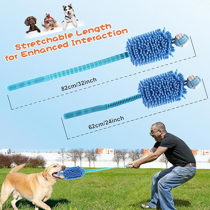Puppy Toys Squeak Plush With Ropes Knots for Fun and Teeth Cleaning, Tug of War, Chew Toys for Training Small, Large Dogs (Blue, Dog Bite Ball Toy)