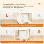 DWANTON Dog Crate Furniture with Cushion, Wooden Kennel Table with Double Doors, Indoor Dog House, Extra Large Size, 43.3" L, White+Gold