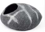 Luxurious Eco-Friendly Merino Wool Cat Cave Bed - Foldable Hideaway Pod for Indoor Cats - Premium Felt Kitten Beds - Covered Cat House for Ultimate Cozy Comfort by Woolygon