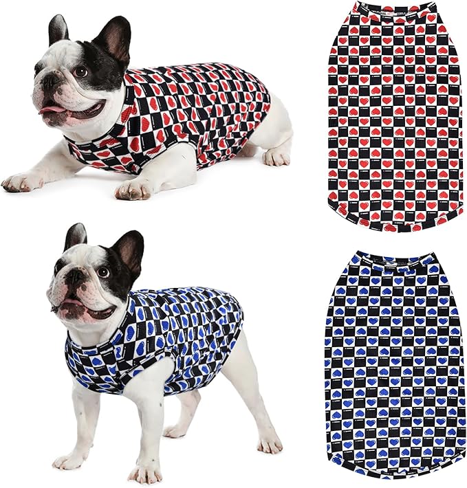Dog Cooling Vest, Quick Dry Dog Summer Clothes Pet Vest Puppy Shirts, Sleeveless Dogs Cooling T-Shirts for Small Medium Large (Red Heart+Blue Heart, M)