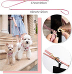 Puppytie No Pull xs Dog Harness with Multifunction Dog Leash,Soft Adjustable No Choke Escape Proof Pet Harness Vest,Suede Bow Pink,XS