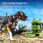77oz Dog Water Dispenser, Camping Essentials, Large Travel Bottle with Pull-Out Drinking Bowl, Portable Beach Accessories, Car Water Container for Dogs, BPA Free