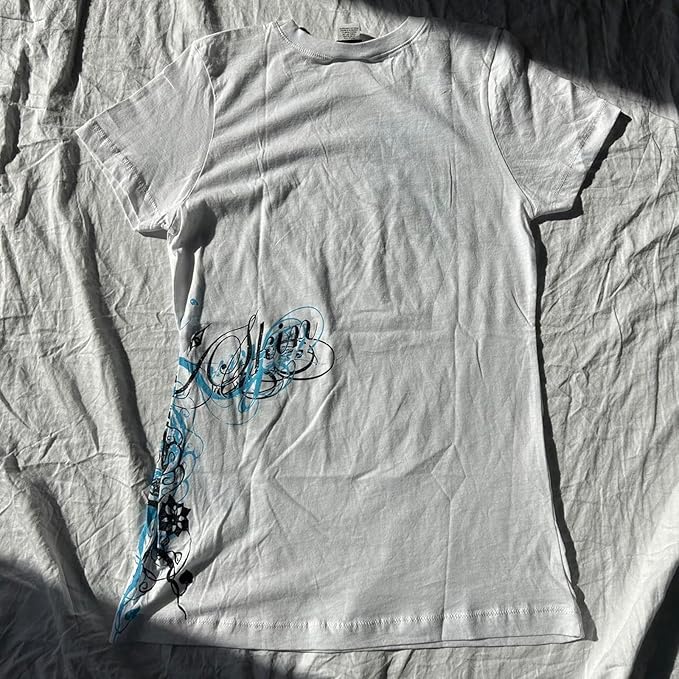 Gothic Tees for Women Y2K Grunge Graphic Short Sleeve Crew Neck T-Shirts 90s Vintage Aesthetic Emo Clothes