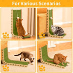 Cat Scratch Pad Felt Cat Scratcher for Indoor Cats Scratching Board Scratchers for Large Cat Scratch Furniture Protector with Ball Kitten Toys L Shape 26.8 Inch Green
