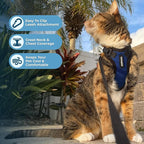 Voyager Escape-Proof Step-in Lock Cat Harness & 5ft Neoprene-Handle Leash Set All-Weather Mesh with Reflective Stitching for Small to Large Cats by Best Pet Supplies, Royal Blue/Black Trim, XXXS