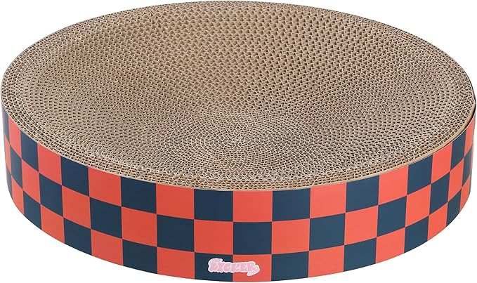 CSR1010D Nelson 20.13" Modern Cardboard Round Bowl Cat Scratcher with Catnip, Berry Cherry