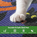 3-in-1 Sisal Cat Scratcher Mat 23.6x15.7'' Protects Carpet Couch & Furniture with Sticker Tape, Floor & Wall Cat Scratching Pad, Anti-Slip, Durable for Indoor Outdoor Cats (Royal Purple)