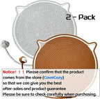 Cat Scratching Mat Natural Cotton Rope Cat Scratching Pad, Large Size Scratcher Mat with Toy (2 Packs 19.6'') (Grey + Brown)