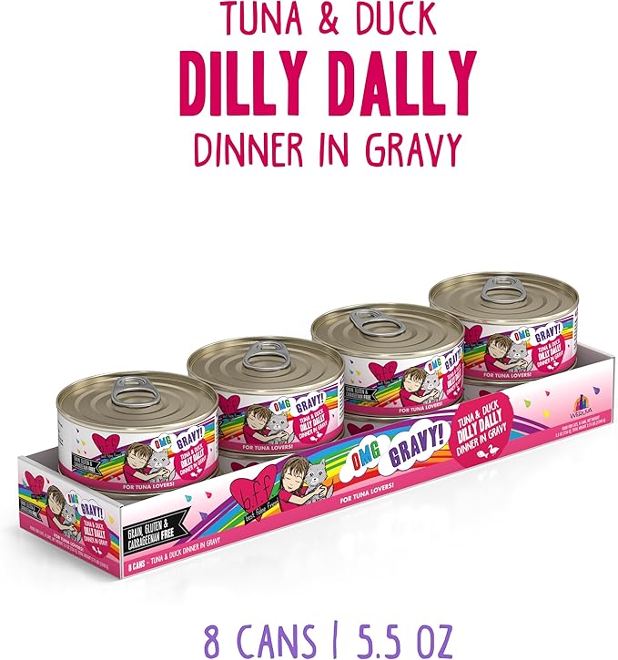 B.F.F. OMG - Best Feline Friend Oh My Gravy!, Tuna & Duck Dilly Dally with Tuna & Duck, 5.5oz Can (Pack of 8)