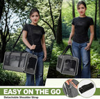 Cat Carrier 18x11x11 Top Load Soft Pet Travel Bag Over 15 lbs, Collapsible Small Dog Puppy Crate 10 Pounds, Small Animal Rabbit Kennel Carrying Case, Kitten Mesh Cage Medium Cat Under 25 Grey