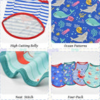 4-Pack Dog Ocean Style Shirts Puppy Summer Tank Tops Cute Ocean Animals Sailboat Pattern Outfits for for Small Dogs Boy Girl Dog Cooling Clothes for Small Medium Dogs S