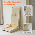 PETKARAY Sisal Cat Scratcher, Upright Cat Scratch Pad Wall Mounted, Vertical Scratching Post Alternative, L Shape Scratching Board 105°