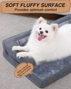 KSIIA Orthopedic Dog Bed for Small Dogs，Washable Pet Sofa with U-Shaped Bolster Removable Waterproof Cover Non-Slip Bottom and Egg-Crate Orthopedic Foam Pet Couch Bed, 29 x 18 Inch, Dark Gray