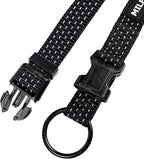 Mile High Life Dog Collar, Nylon Reflective Dog Collars w Pull D-Ring, Light Weight Adjustable Puppy Collars, Dog Collars for Large Dogs(Black, Large)