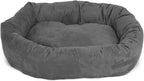 Majestic Pet 52 Inch Suede Calming Dog Bed Washable 52x35x11 (Inch) – Cozy Soft Round Donut Dog Bed with Spine Support for Dogs to Rest Their Head - Pet Bed X- Large – Gray