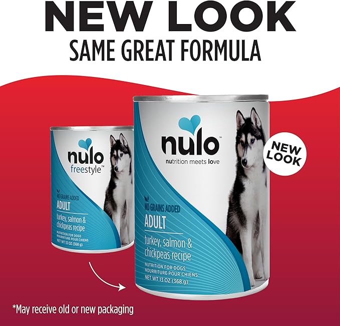 Nulo Grain-Free Turkey, Salmon, & Chickpeas Recipe Adult Wet Canned Dog Food, 13 Ounce, 12 Cans