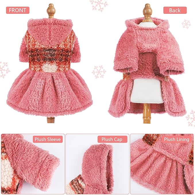 Dog Hoodie Dog Sweater Puppy Clothes for Small Dogs Boy Girl Pet Hoodies for Dogs Cold Weather Doggie Coats Fall Doggy Sweatshirt for Chihuahua Yorkie Cat Sweater Costumes, Coral Red, S