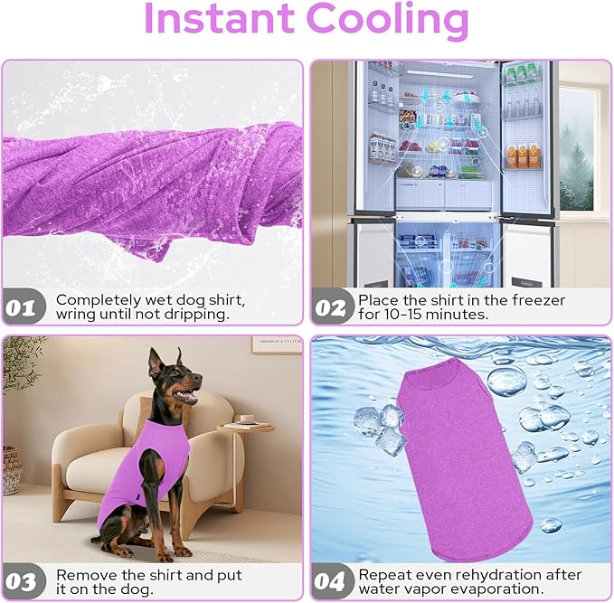 2 Pack Dog Shirts, Summer Lightweight Dog T-Shirts Sleeveless Vest, Breathable Pet Clothes Tank Top for Large Medium Dogs, Purple + Gray (L)