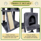 53" Cat Tree Tower for Indoor Cats, Multi-Level Cat Tower Condo with Sisal Scratching Post
