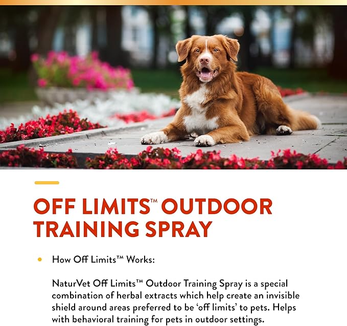 NaturVet Off Limits Pet Training Spray for Dogs & Cats – Deters Pets from Outdoor Areas – Includes Herbal Extracts – Non-Staining Sprays for Training Pets – 32 Fl. Oz.