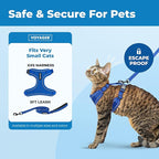Voyager Escape-Proof Step-in Lock Cat Harness & 5ft Neoprene-Handle Leash Set All-Weather Mesh with Reflective Stitching for Small to Large Cats by Best Pet Supplies, Royal Blue (327), XXS
