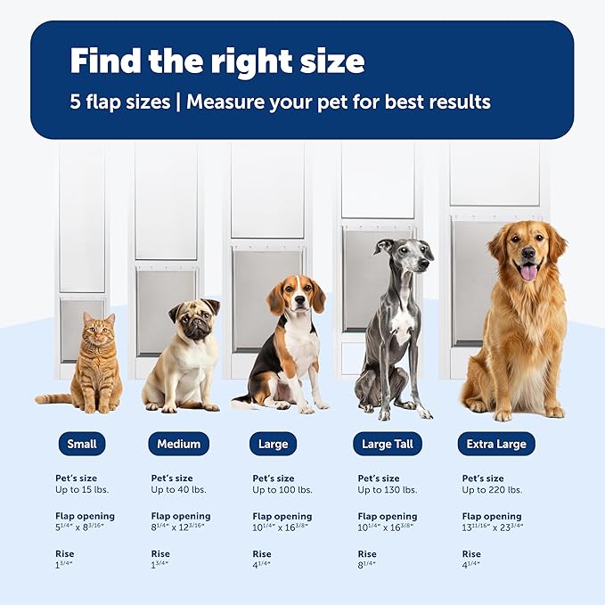 PetSafe Sliding Glass Pet Door - No-Cut DIY Install Doggy Door for Renters - Aluminum Frame - Adjustable Height 75 7/8" to 81" - Ideal for Large Dogs Up to 100 lb - Black